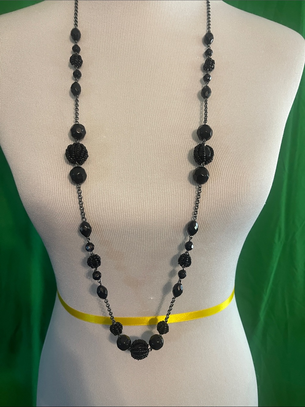 Vintage Avon  Long faceted Jet Bead Necklace - Women Jewelry